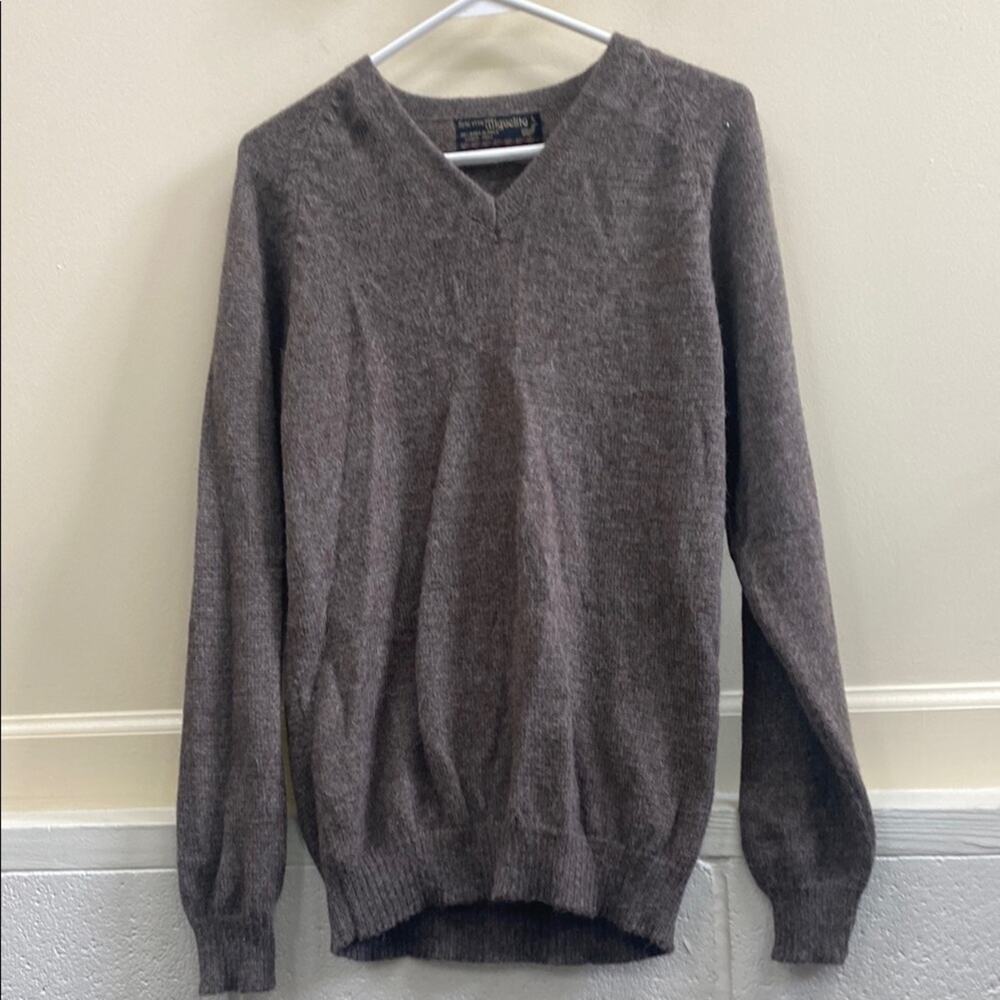 Arte Vivo Miguelito vintage women’s Large Brown V-Neck baby alpaca Sweater